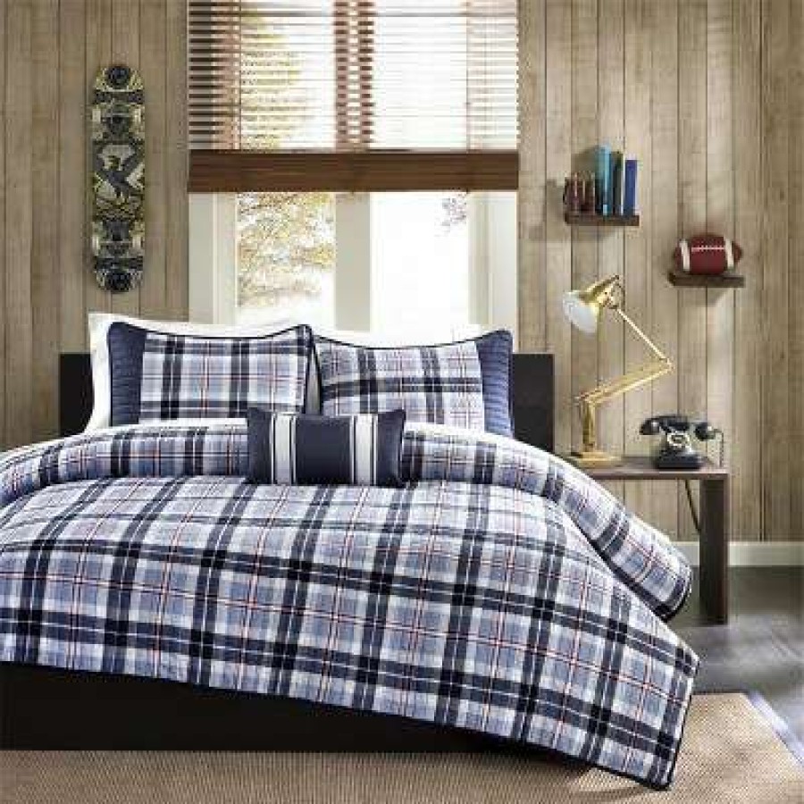 Coverlet Bedding Sets * | Best Reviews Of Mi Zone Lance Plaid Coverlet Set