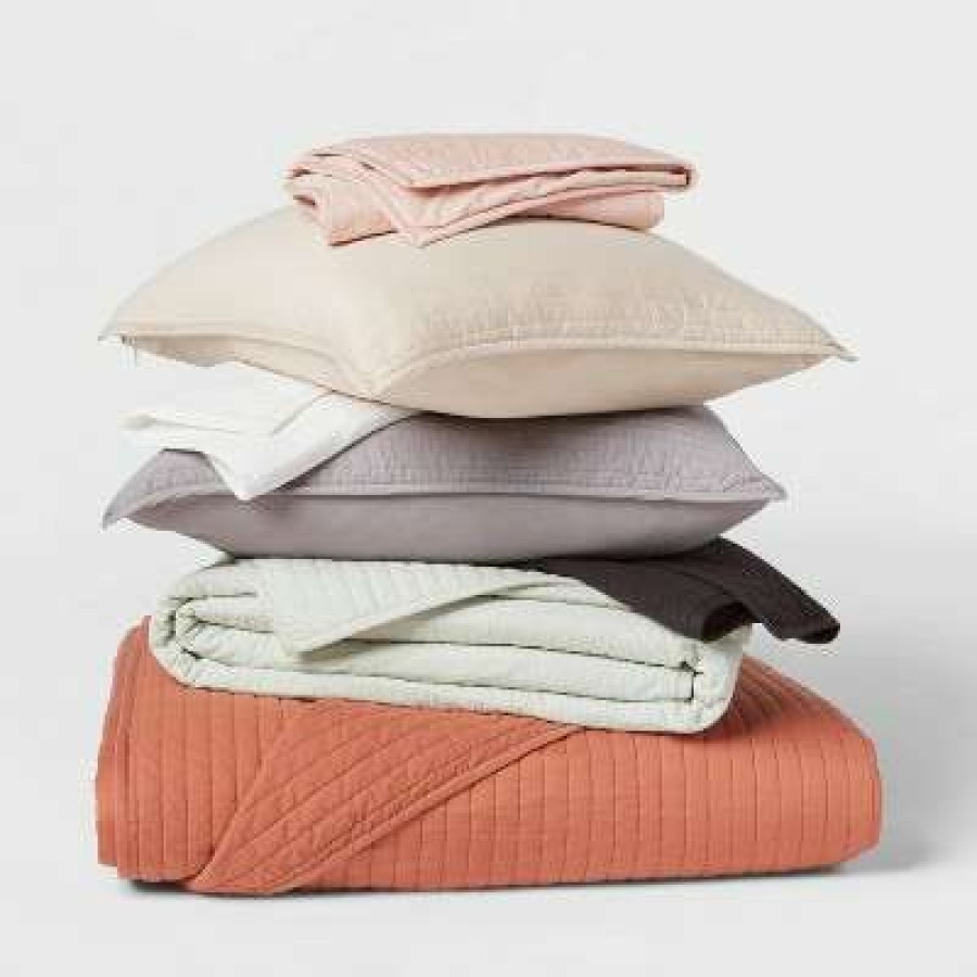 Bedding Collections * | Best Pirce Washed Cotton Sateen Quilt Collection Threshold