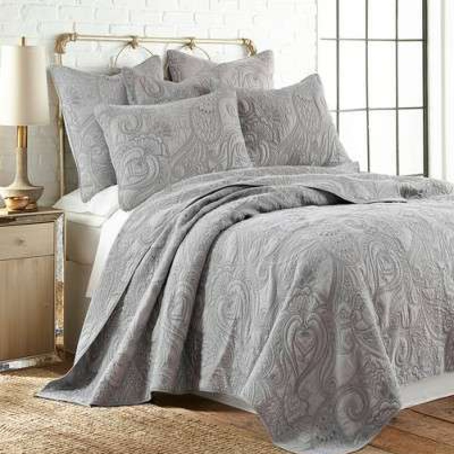 Quilt Bedding Sets * | Wholesale Perla Grey Quilt And Pillow Sham Set Levtex Home