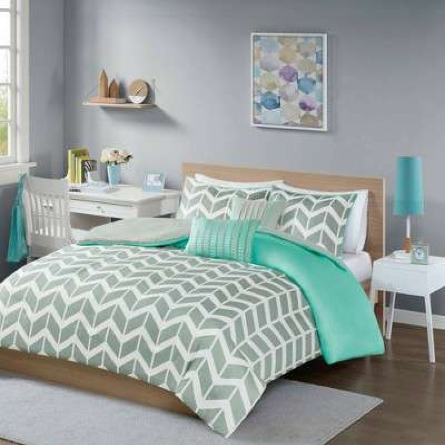 Duvet Cover Bedding Sets * | Outlet Intelligent Design Chevron Print Darcy Multiple Piece Duvet Cover Set