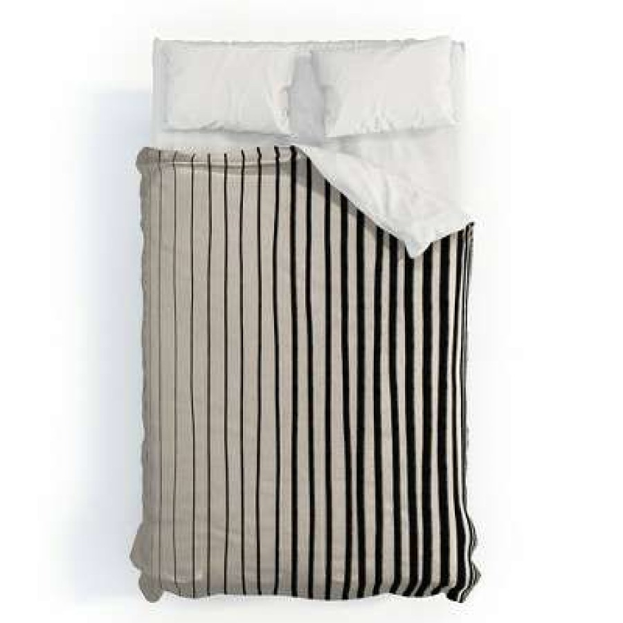 Comforter Bedding Sets * | Budget Alisa Galitsyna Vertical Lines Comforter Set Deny Designs Black