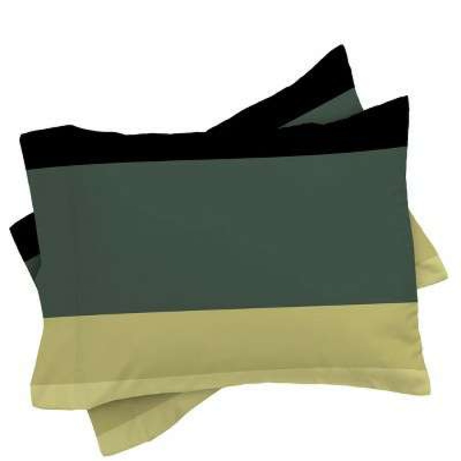 Duvet Cover Bedding Sets * | Deals Colour Poems Contemporary Color Block V Duvet Set Deny Designs Green