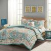 Duvet Cover Bedding Sets * | Discount Intelligent Design Twin/Twin Xl Kalani Seersucker Boho Printed Duvet Cover Set Teal