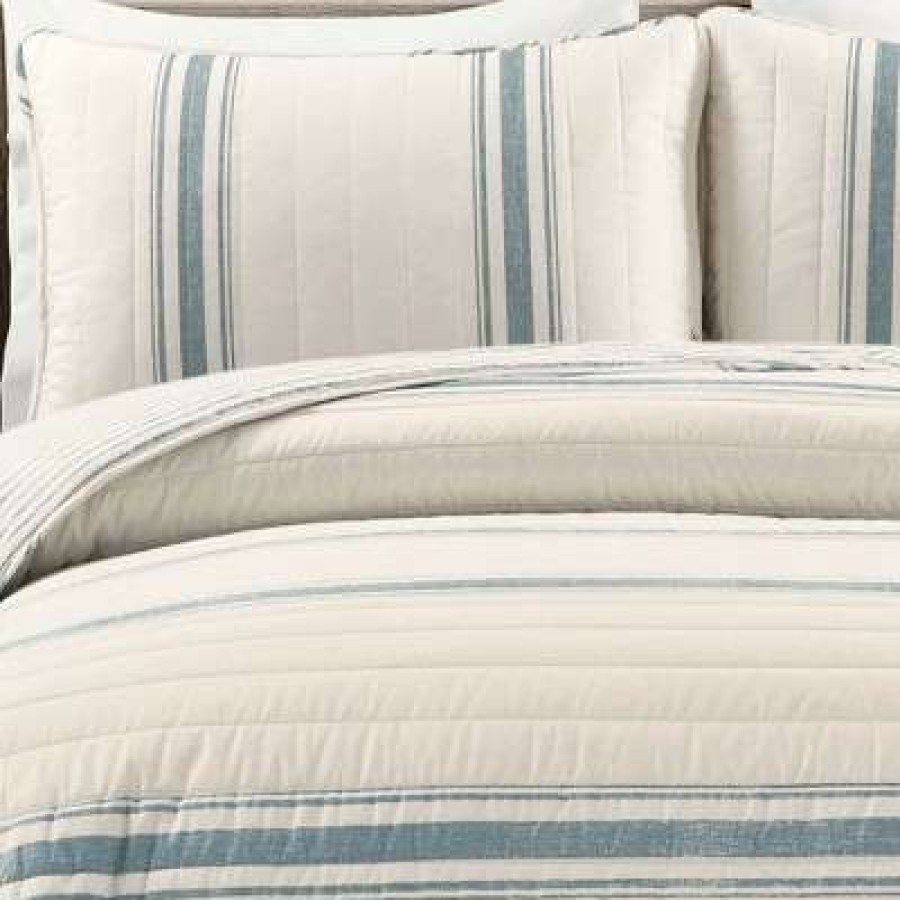 Quilt Bedding Sets * | Outlet Lush Decor 3Pc Farmhouse Stripe Quilt Lush Decor