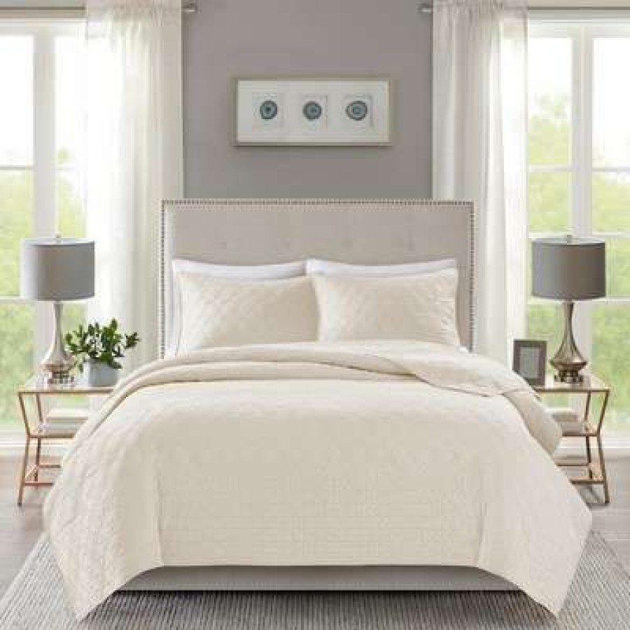 Quilt Bedding Sets * | Outlet Madison Park Hollie Coverlet Set 3Pc Ivory