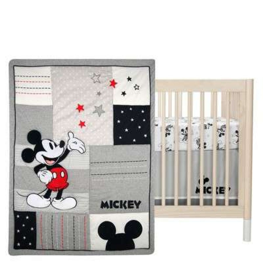 Quilt Bedding Sets * | Cheapest Lambs & Ivy Disney Baby Magical Mickey Mouse 3-Piece Crib Bedding Set Gray