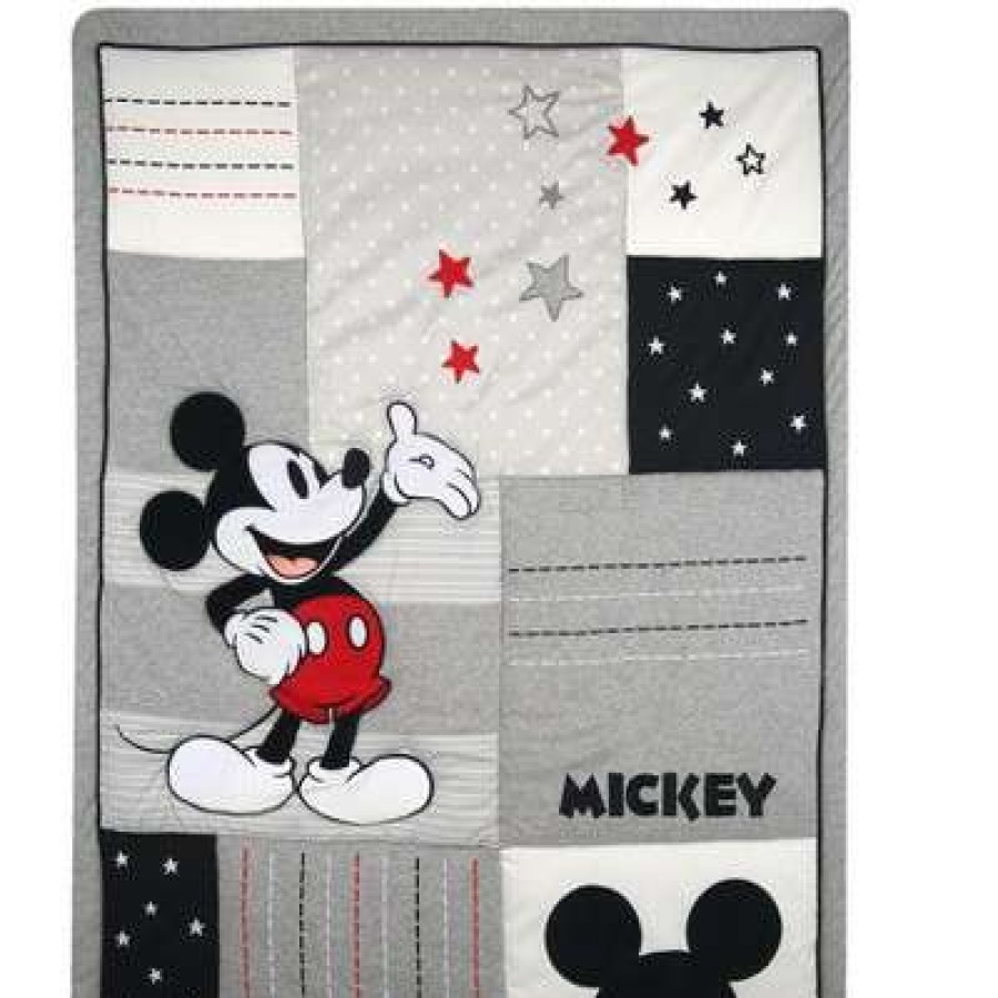 Quilt Bedding Sets * | Cheapest Lambs & Ivy Disney Baby Magical Mickey Mouse 3-Piece Crib Bedding Set Gray