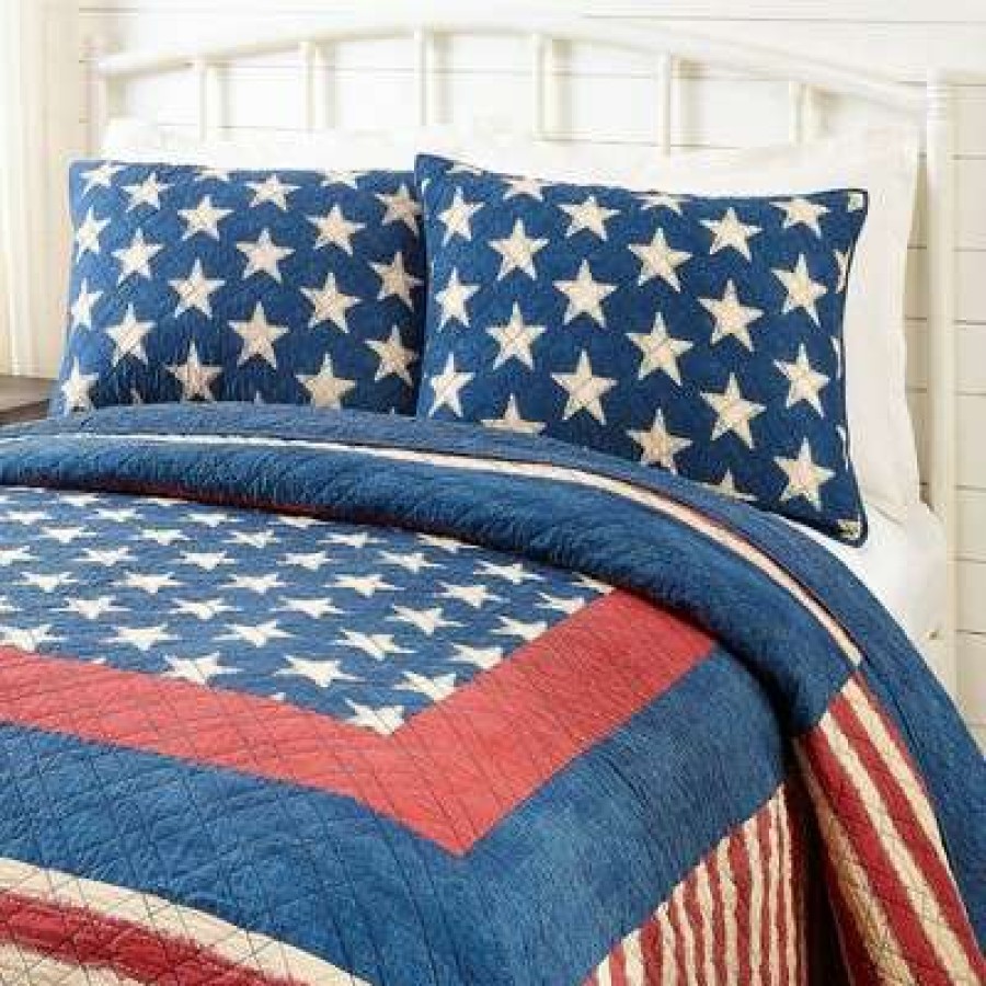 Quilt Bedding Sets * | Outlet 3Pc Americana Patch Quilt Set Blue/Red Modern Heirloom