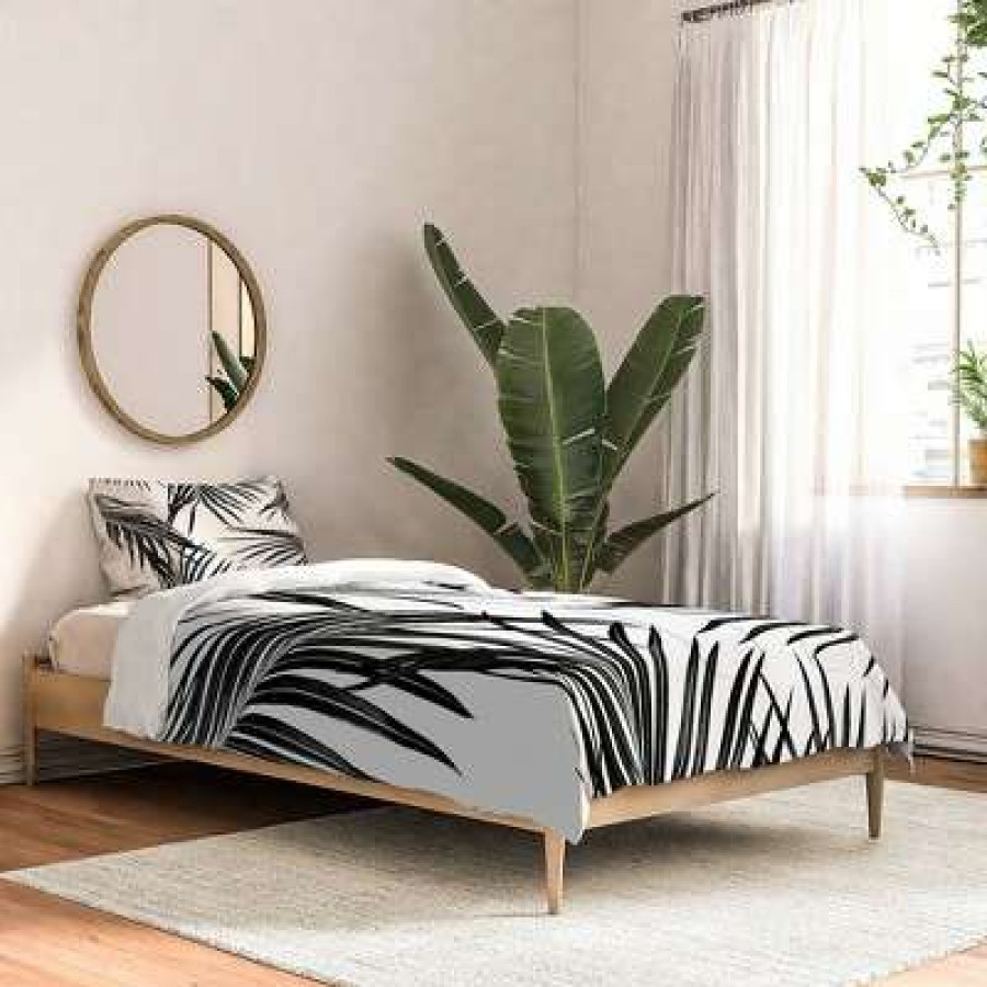 Comforter Bedding Sets * | Top 10 Anita & Bella Art Palm Leaves Dream Comforter Set Deny Designs White/Black