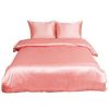 Duvet Cover Bedding Sets * | Hot Sale 3 Pcs Satin Silk Solid Bedding Sets Queen Pink Piccocasa