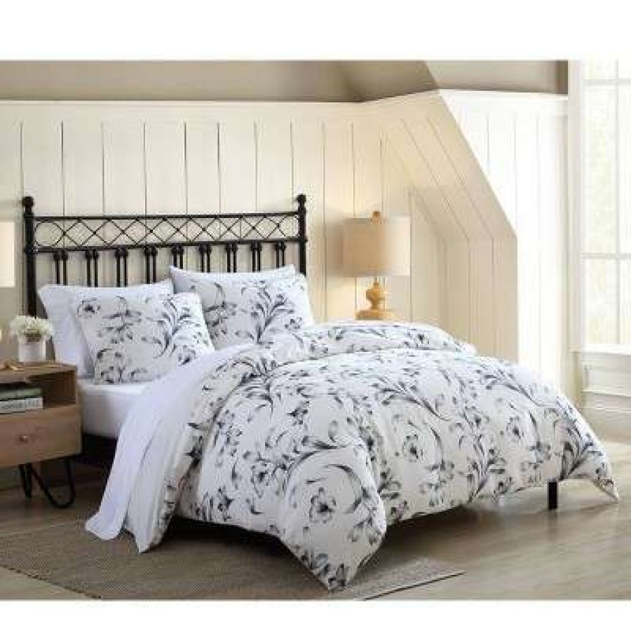 Duvet Cover Bedding Sets * | Cheap Kentville Floral Duvet Cover Set Stone Cottage Charcoal Gray