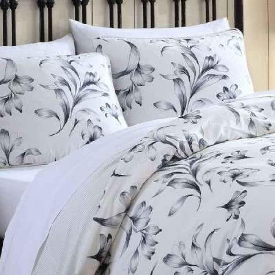 Duvet Cover Bedding Sets * | Cheap Kentville Floral Duvet Cover Set Stone Cottage Charcoal Gray