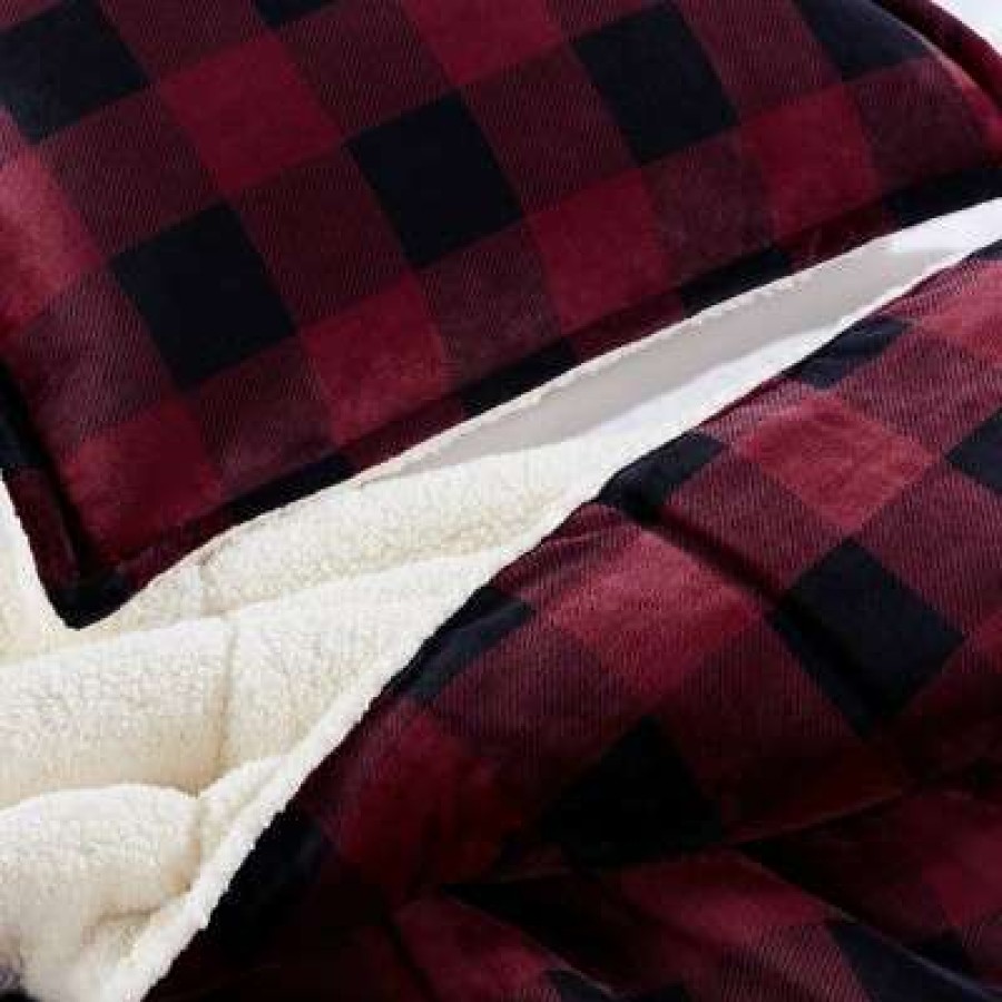 Comforter Bedding Sets * | Discount Cozy Plush Buffalo Plaid Comforter Set Serta Black