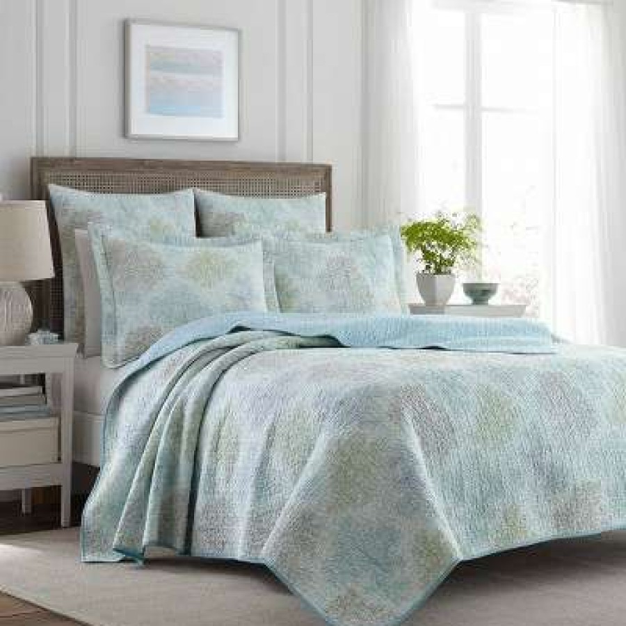 Quilt Bedding Sets * | Brand New Saltwater Reversible Quilt Set Blue Laura Ashley