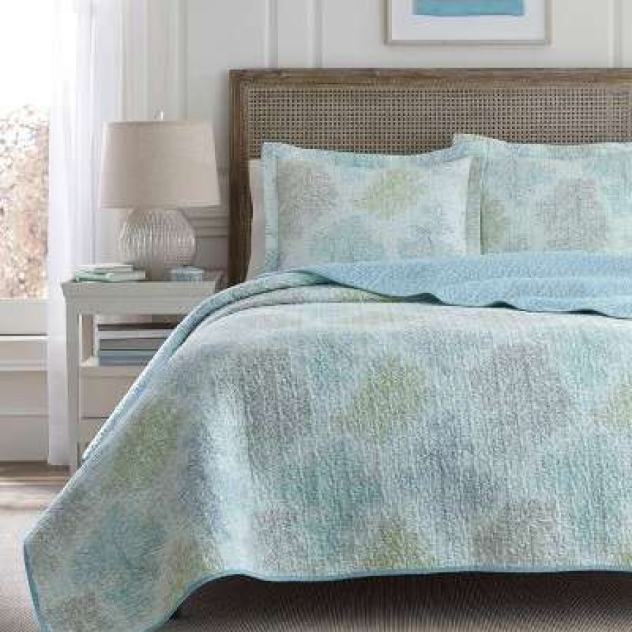 Quilt Bedding Sets * | Brand New Saltwater Reversible Quilt Set Blue Laura Ashley