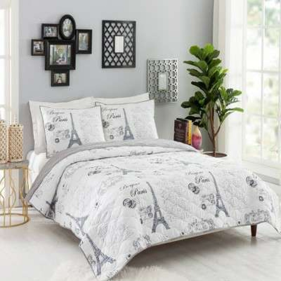 Quilt Bedding Sets * | Best Pirce Dream Of Paris Quilt Set Presidio Square Off-White