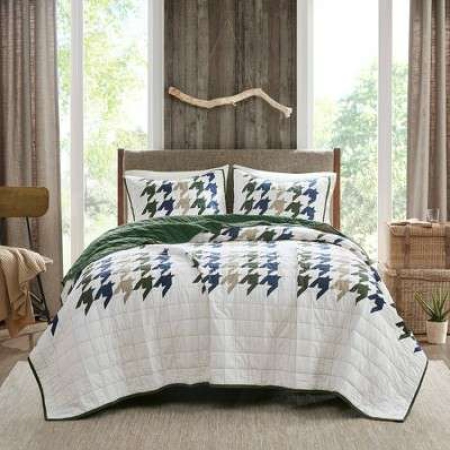 Coverlet Bedding Sets * | Buy Woolrich 3Pc Hudson Oversized Cotton Quilt Mini Set Green