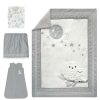 Quilt Bedding Sets * | Deals Lambs & Ivy Luna White/Gray Celestial Owl 4-Piece Nursery Baby Crib Bedding Set