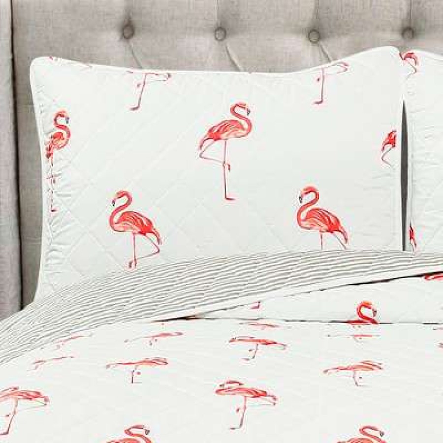 Quilt Bedding Sets * | Cheapest Lush Decor Coral Kelly Flamingo Quilt Set Lush Decor