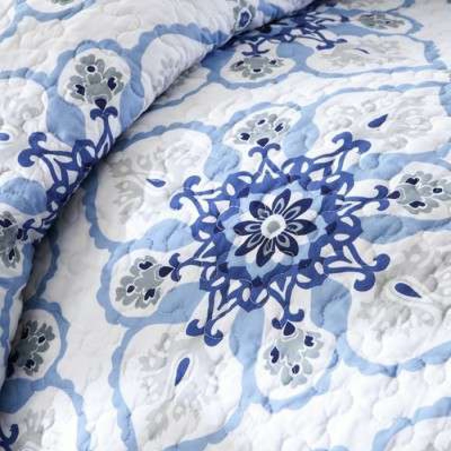 Quilt Bedding Sets * | Brand New Intelligent Design Blue Taylor Quilted Coverlet Set