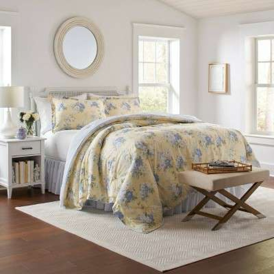 Comforter Bedding Sets * | Best Reviews Of Laura Ashley Maybelle Comforter Set Yellow