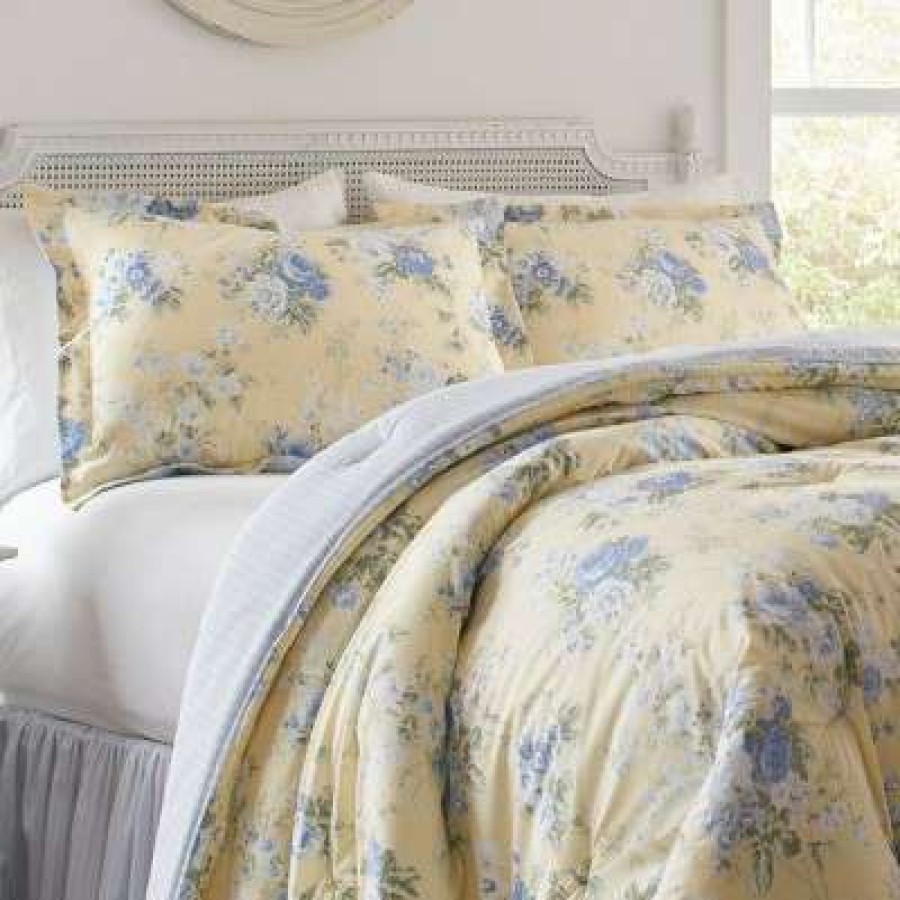 Comforter Bedding Sets * | Best Reviews Of Laura Ashley Maybelle Comforter Set Yellow