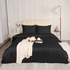 Duvet Cover Bedding Sets * | Discount 3 Pcs Satin Silk Solid Bedding Sets Queen Black Piccocasa