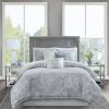 Comforter Bedding Sets * | Wholesale Madison Park 7Pc Karlene Cotton Sateen Comforter Set Gray