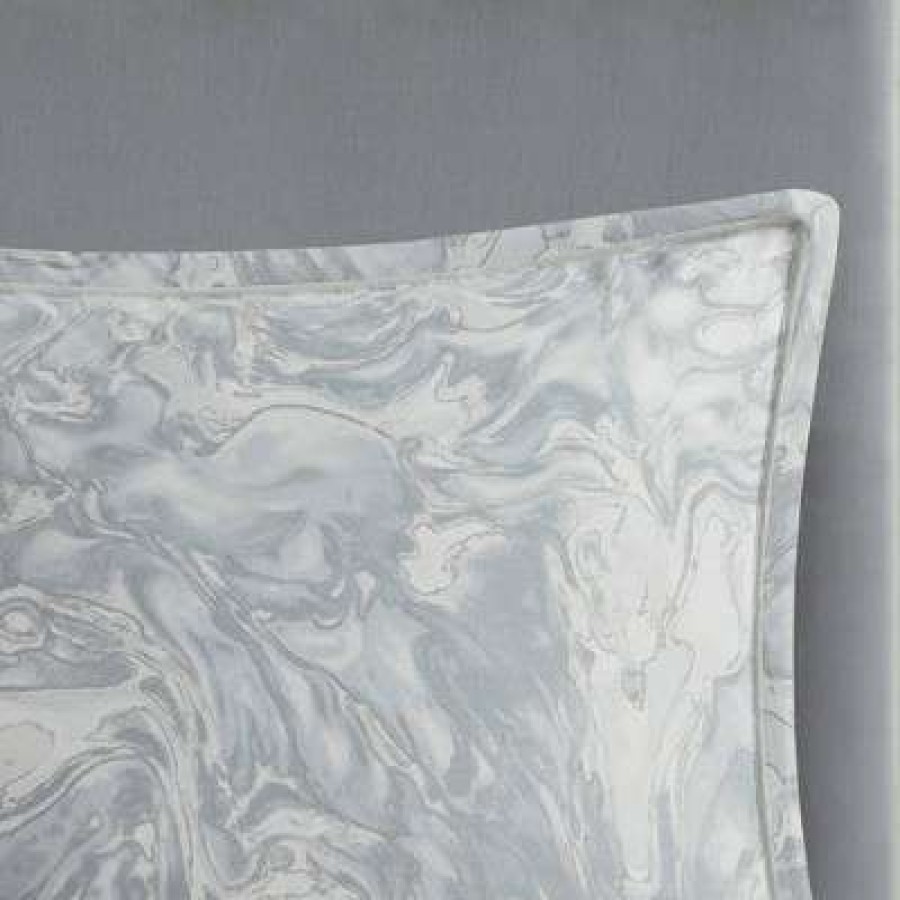 Comforter Bedding Sets * | Wholesale Madison Park 7Pc Karlene Cotton Sateen Comforter Set Gray