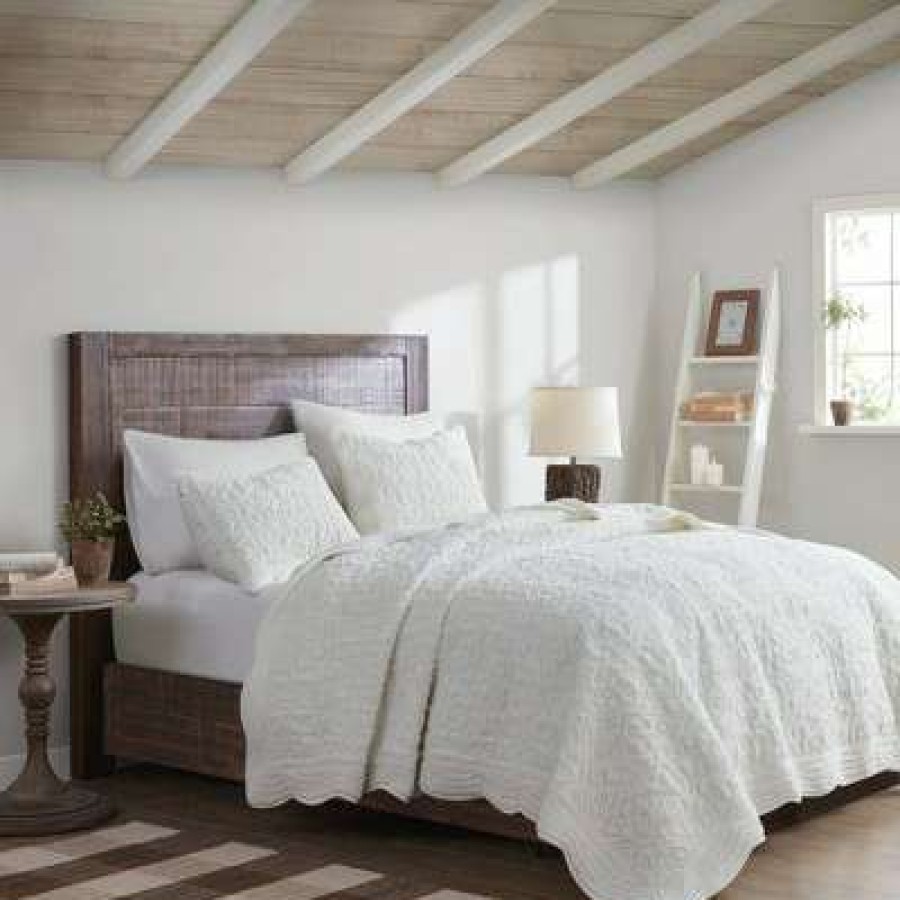 Coverlet Bedding Sets * | Coupon Madison Park 3Pc Bylur Embroidered Faux Fur Coverlet Set Ivory