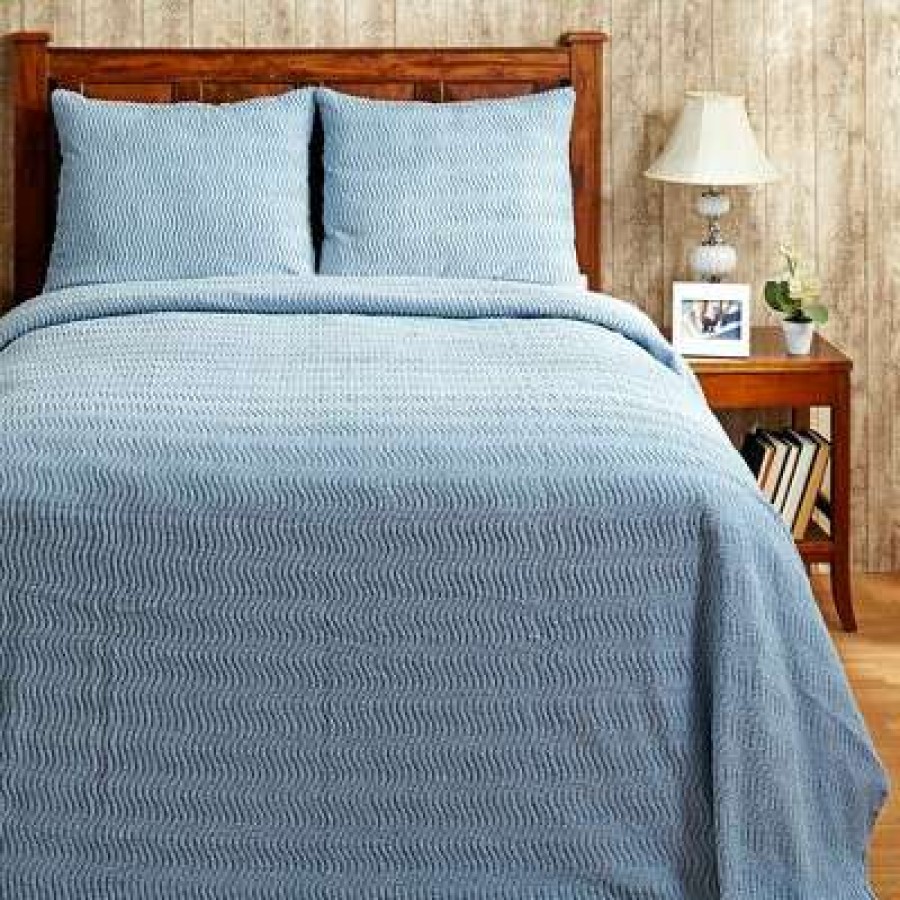 Bedspread Bedding Sets * | Hot Sale Natick Collection Wavy Channel Stripes Design 100% Cotton Tufted Unique Luxurious Bedspread Set Better Trends