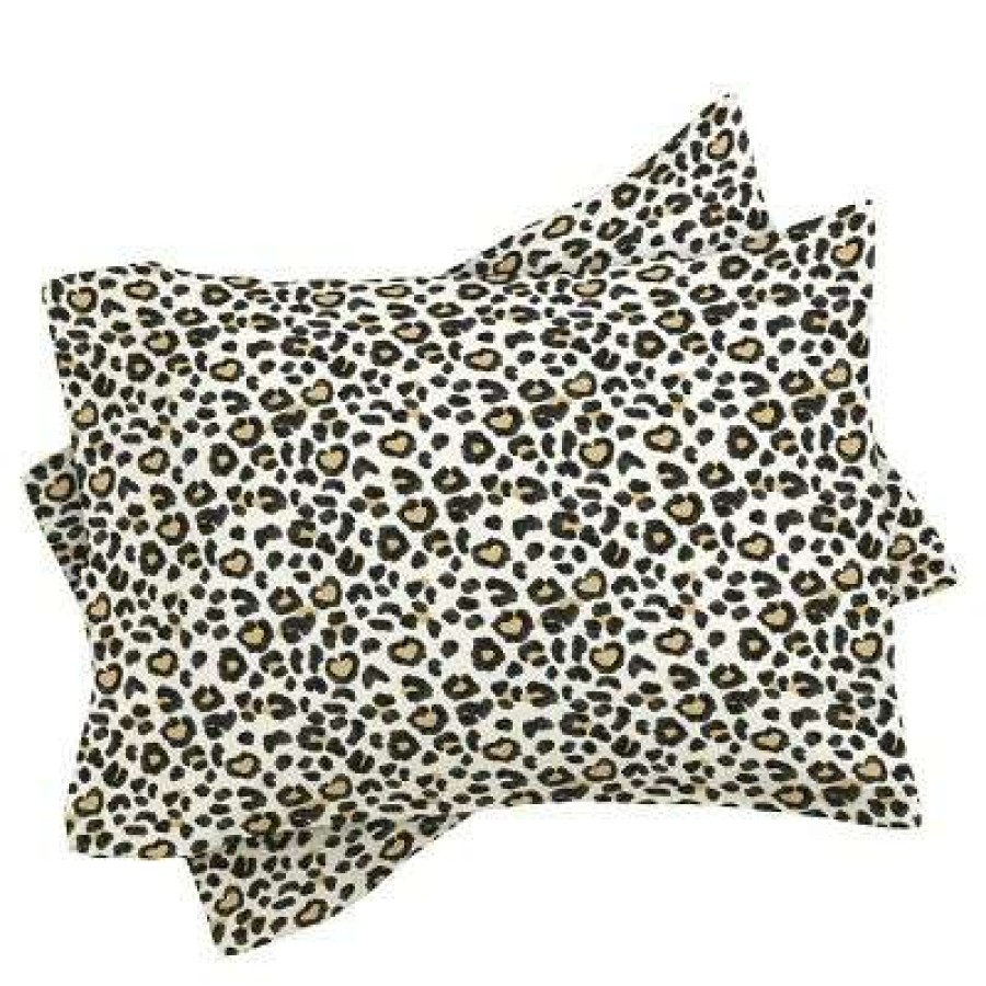 Duvet Cover Bedding Sets * | Top 10 Deny Designs Dash And Ash Leopard Heart Duvet Set Beige