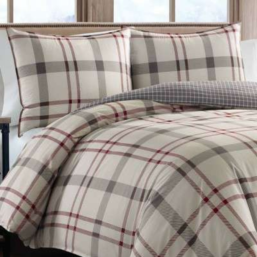 Comforter Bedding Sets * | Best Pirce Portage Bay Plaid Comforter And Sham Set Silver Eddie Bauer