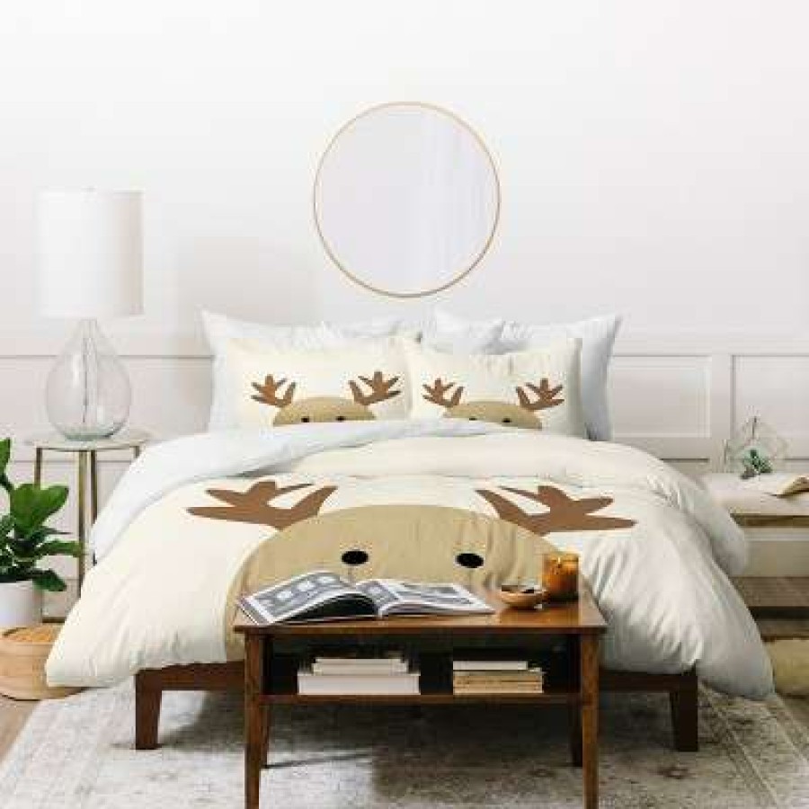 Duvet Cover Bedding Sets * | Best Sale Allyson Johnson Reindeer Duvet Cover Set Neutral Deny Designs