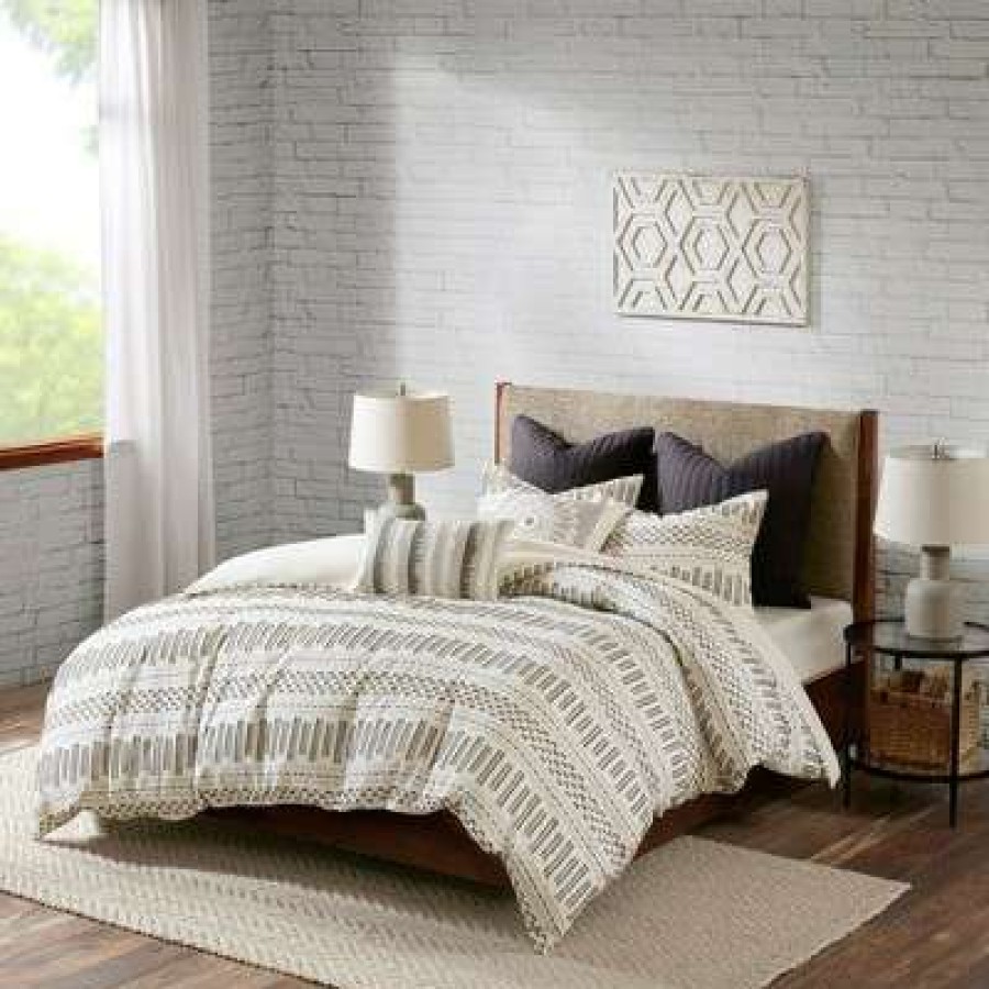 Duvet Cover Bedding Sets * | Coupon Ink+Ivy 3Pc Rhea Cotton Jacquard Duvet Cover & Sham Mini Set