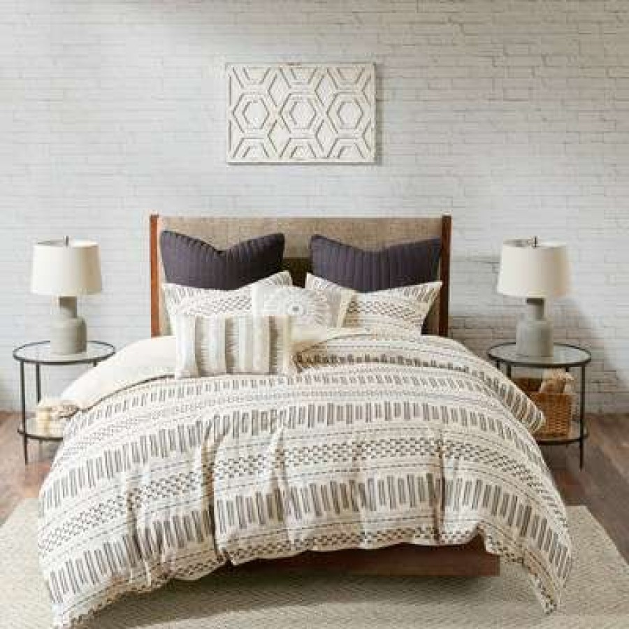 Duvet Cover Bedding Sets * | Coupon Ink+Ivy 3Pc Rhea Cotton Jacquard Duvet Cover & Sham Mini Set