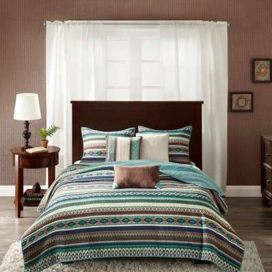 Quilt Bedding Sets * | Coupon Madison Park Blue Beau Printed Quilt Set 6Pc