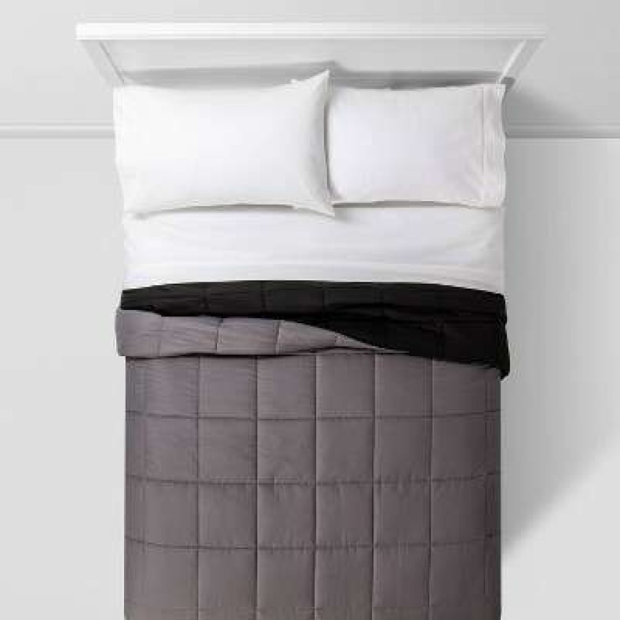 Bedding Collections * | Outlet Reversible Microfiber Solid Comforter Collection Room Essentials