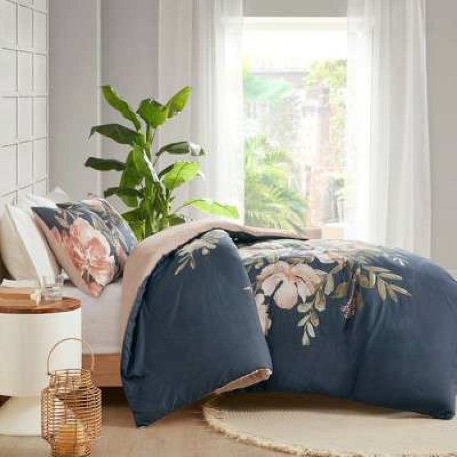 Duvet Cover Bedding Sets * | Best Sale Madison Park Ramona Cotton Duvet Set Navy