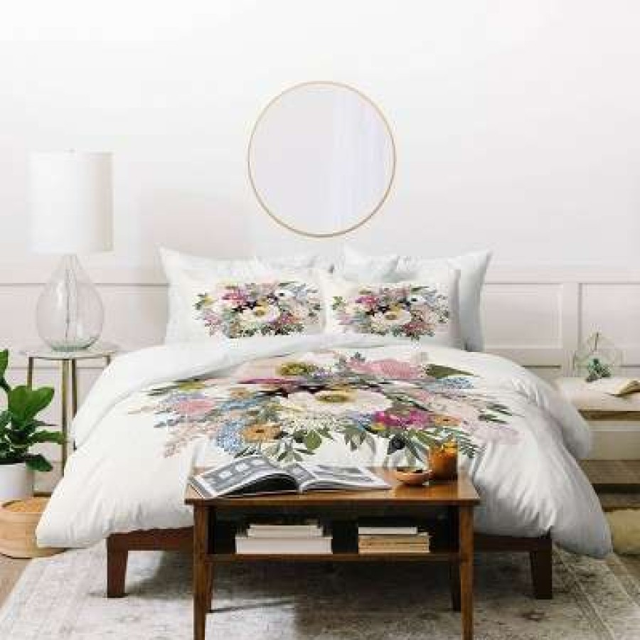 Duvet Cover Bedding Sets * | Buy Iveta Abolina Eloise Crepe Floral Duvet Cover & Sham Set Deny Designs