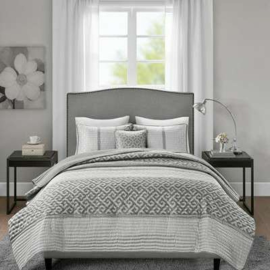 Quilt Bedding Sets * | Promo Madison Park William Jacquard Coverlet Set Gray