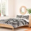 Duvet Cover Bedding Sets * | Coupon Nadiamlopez Linear Polyester Duvet & Sham Set Black/White Deny Designs