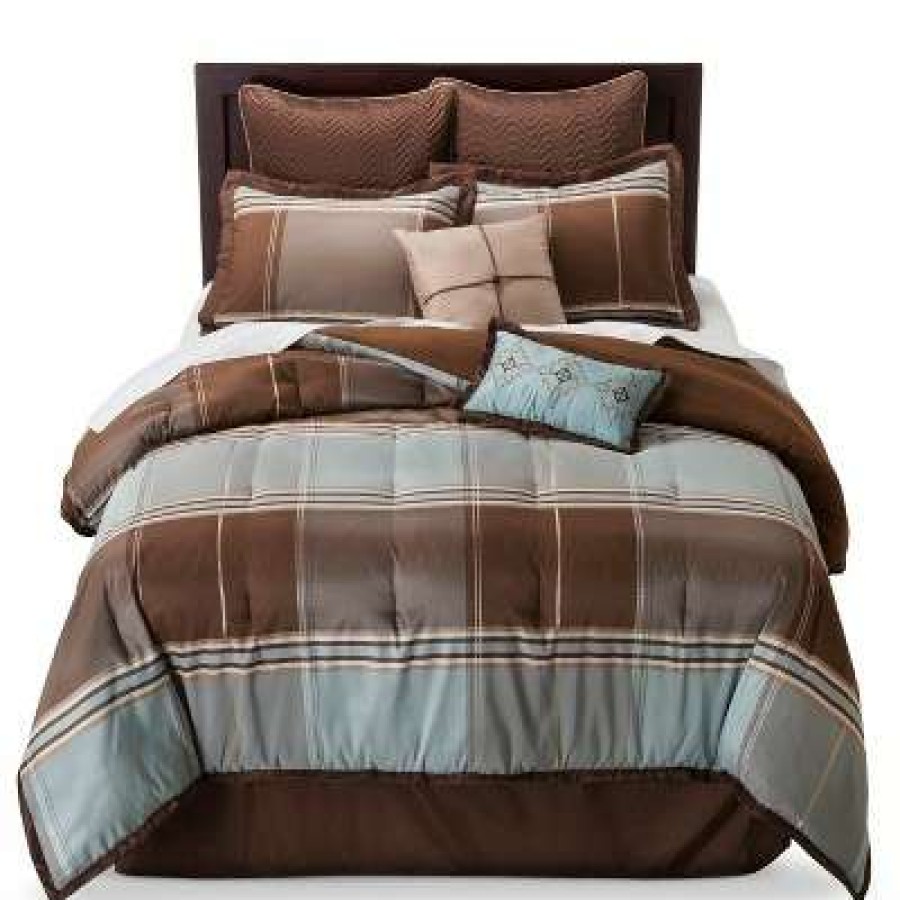 Comforter Bedding Sets * | Top 10 Madison Park Brown Daniel Comforter Set 8Pc