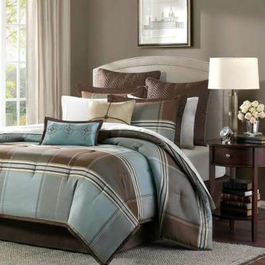 Comforter Bedding Sets * | Top 10 Madison Park Brown Daniel Comforter Set 8Pc