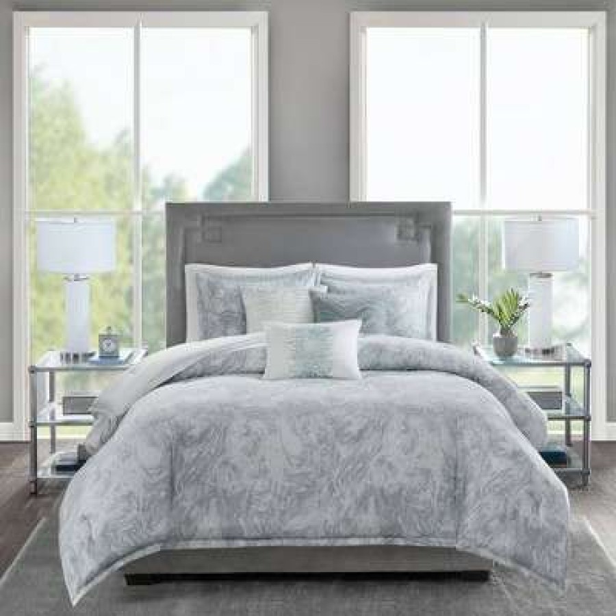 Duvet Cover Bedding Sets * | Best Reviews Of Madison Park Karlene Cotton Sateen Duvet Cover Set Gray