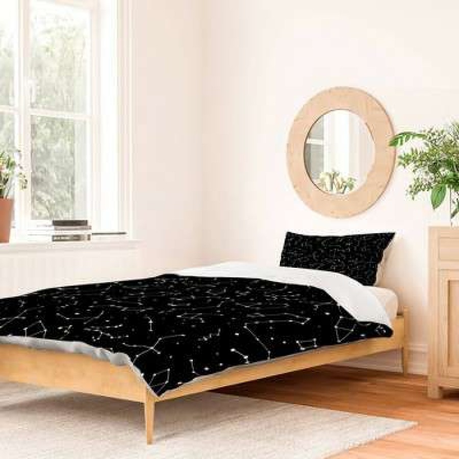 Duvet Cover Bedding Sets * | Deals Avenie Constellations Duvet Set Deny Designs Black