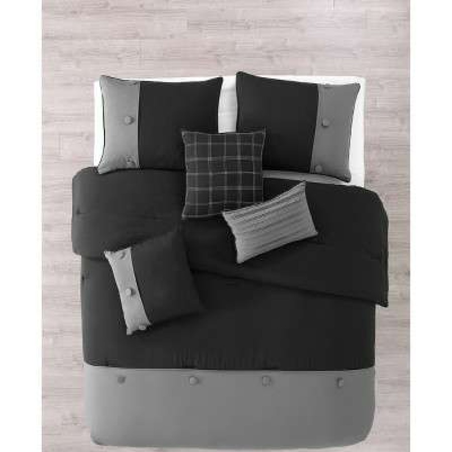 Comforter Bedding Sets * | Hot Sale Tillman 6Pc Enzyme Washed Colorblock Comforter Set Geneva Home Fashion