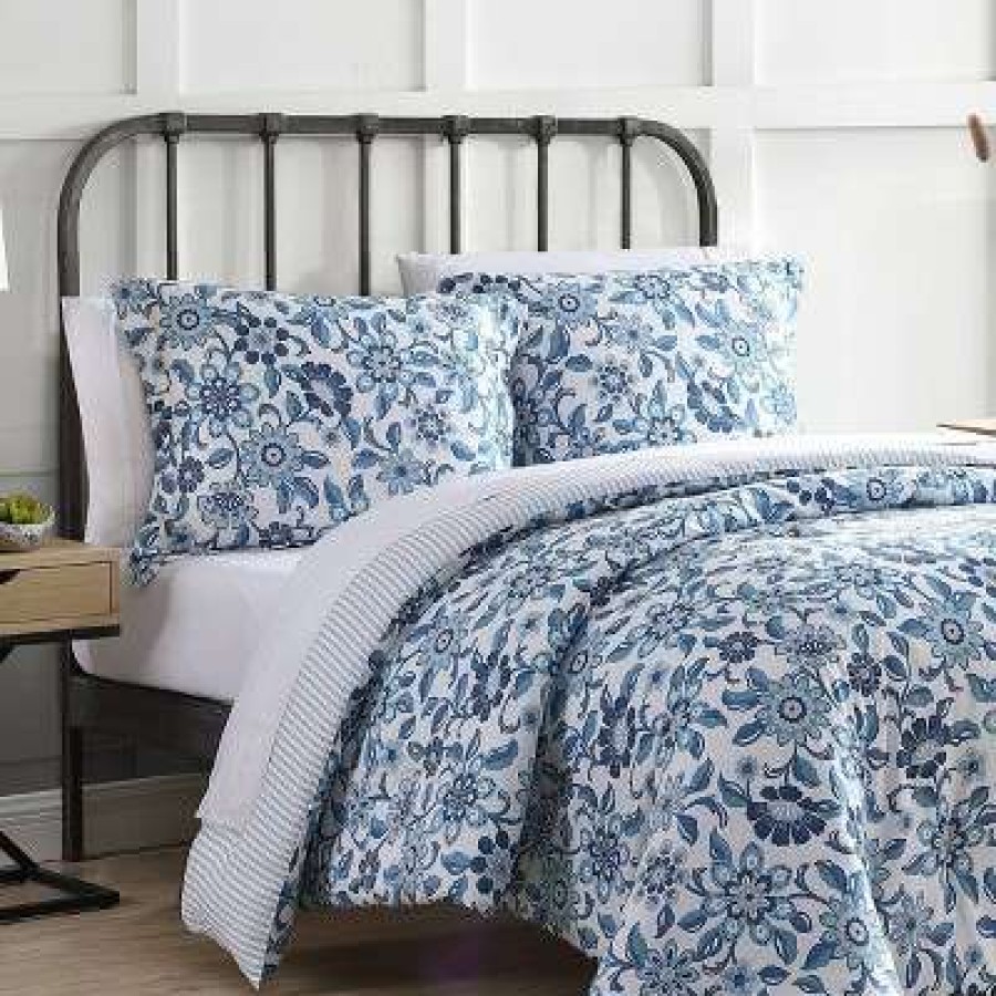 Duvet Cover Bedding Sets * | Hot Sale Bennington Floral Duvet Cover Set Stone Cottage Blue