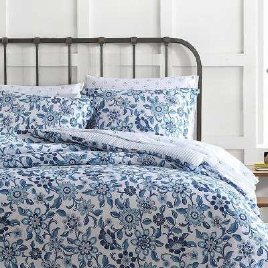 Duvet Cover Bedding Sets * | Hot Sale Bennington Floral Duvet Cover Set Stone Cottage Blue