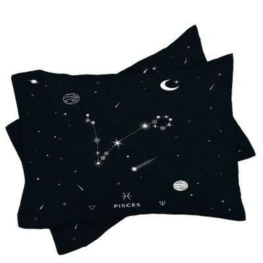 Coverlet Bedding Sets * | Buy Cuss Yeah Designs Pisces Star Constellation Comforter Set Deny Designs Black